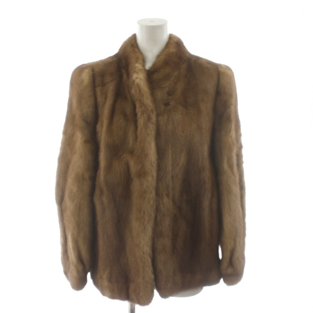 【中古】ランブルトン Rambulton 獣の皮厚地の外套 毛革厚地の外套 真っただ中丈 ミンクのコート アウター M 茶 赤銅色 /AN39 レディース 【ベクター 古着】 260224