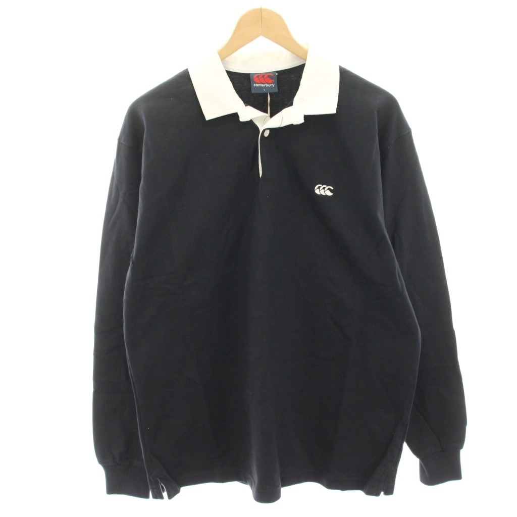 【中古】未使用品 カンタベリー CANTERBURY タグ付き ソリッドカラー ラグビージャージ ポロシャツ カットソー 長袖 L 黒 ブラック RA40095 /HN メンズ 【ベクトル 古着】 260225