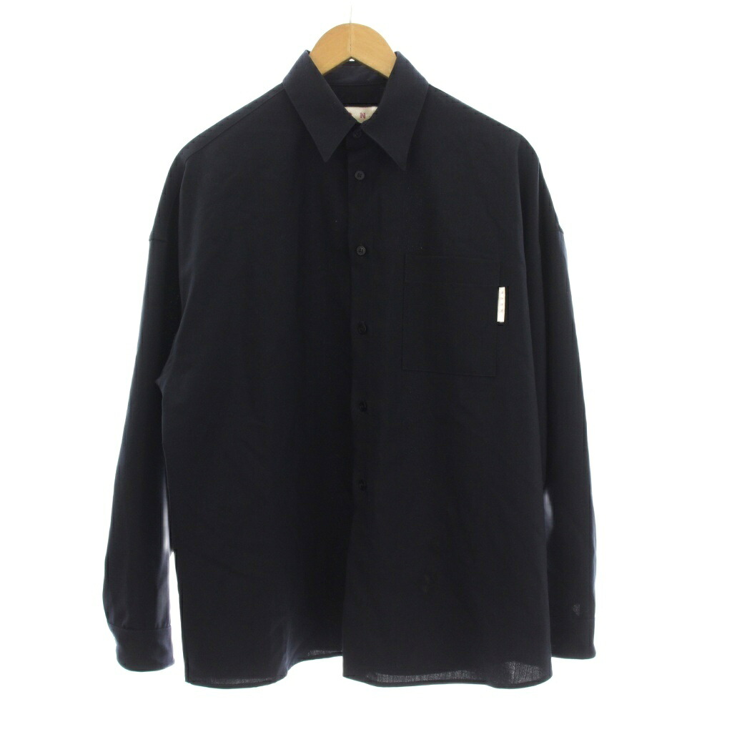 【中古】マルニ MARNI 22AW ウールトロピカルシャツ 長袖 44 紺 CUMU0061A1 /KH メンズ 【ベクトル 古着】 260226