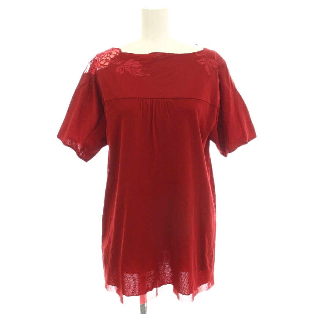 【中古】ヴィヴィアンタム VIVIENNE TAM メッシュ カットソー 半袖 花柄 刺繍 1 赤 レッド 016-5210861 /☆G レディース 【ベクトル 古着】 260225