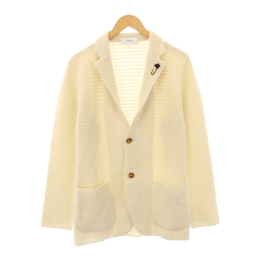 【中古】ラルディーニ LARDINI カシミール ブートニエール 編み物 テーラードジャケット M 白 JALJM70 /KH メンズ 【ベクター 古着】 260228