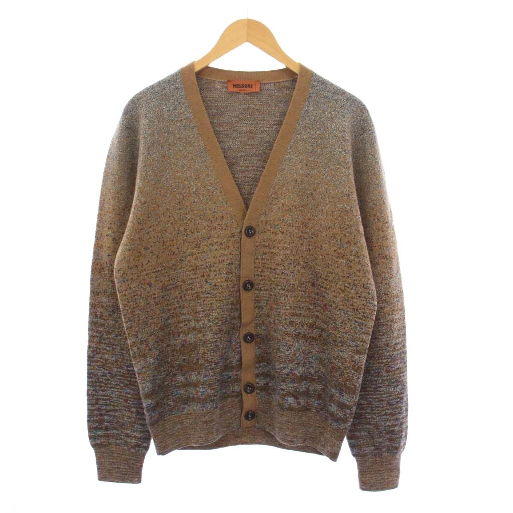 【中古】ミッソーニ MISSONI ニットカーディガン 長袖 50 茶 グレー /KH メンズ 【ベクトル 古着】 260227 10,184円