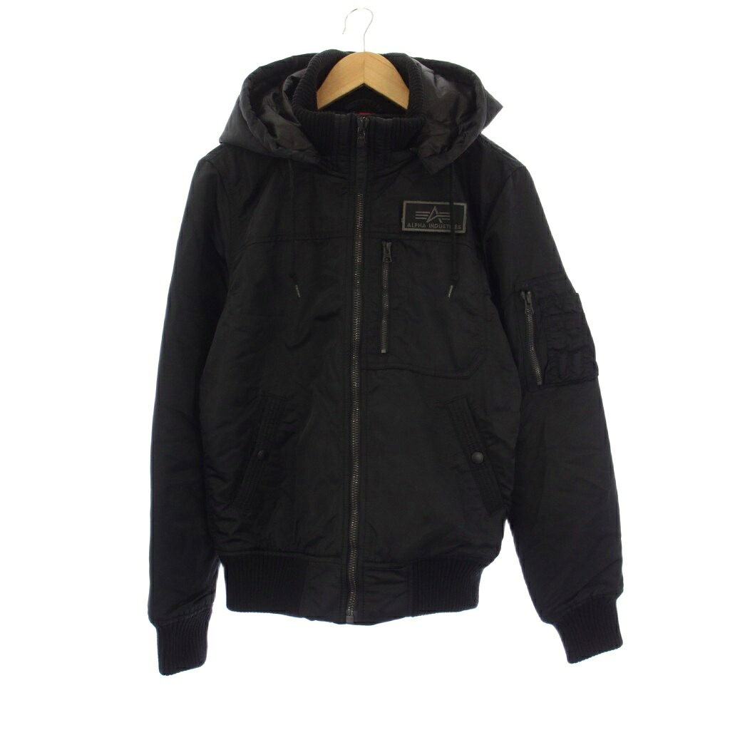 【中古】アルファ ALPHA フライトジャケット 中綿ジャケット フーディ M 黒 TA1468-001 /KH メンズ 【ベクトル 古着】 260228