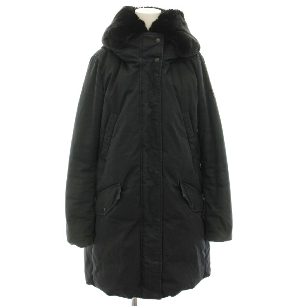 【中古】ウールリッチウーレンミルズ WOOLRICH WOOLEN MILLS コクーンパーカー ダウンジャケット アウター フード ラビットファー S 黒 ブラック WWCPS2869 /YT レディース 【ベクトル 古着】 260302