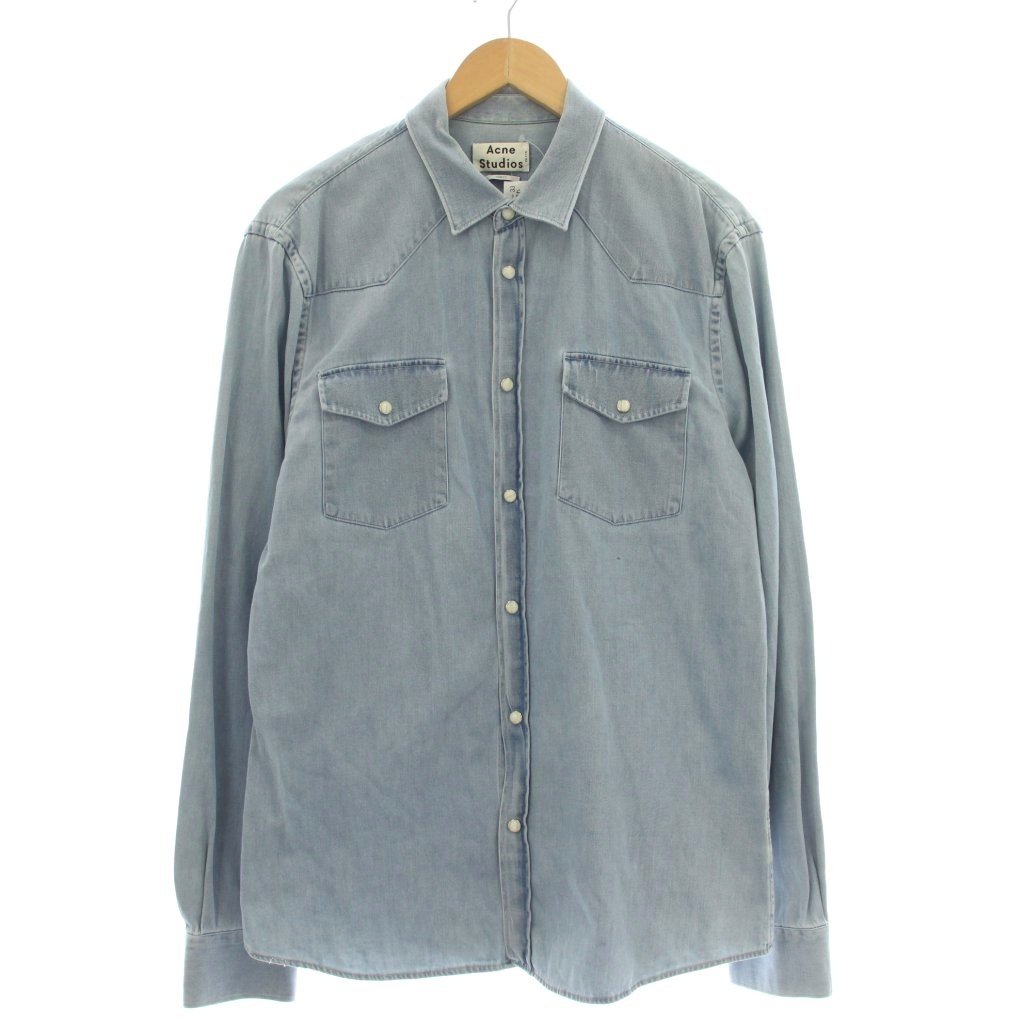 【中古】アクネ ストゥディオズ Acne Studios EWING DEN PAW16 ウエスタンシャツ 長袖 水色 ライトブルー 21N163 /☆G メンズ 【ベクトル 古着】 260227