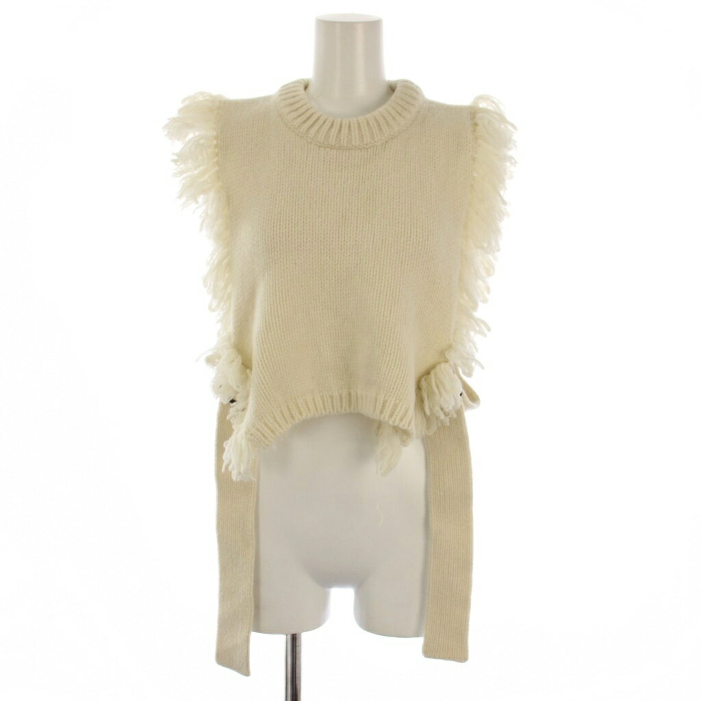 【中古】ハイク HYKE Fringe Sweater Vest ニット ベスト 白 /BM レディース 【ベクトル 古着】 260305