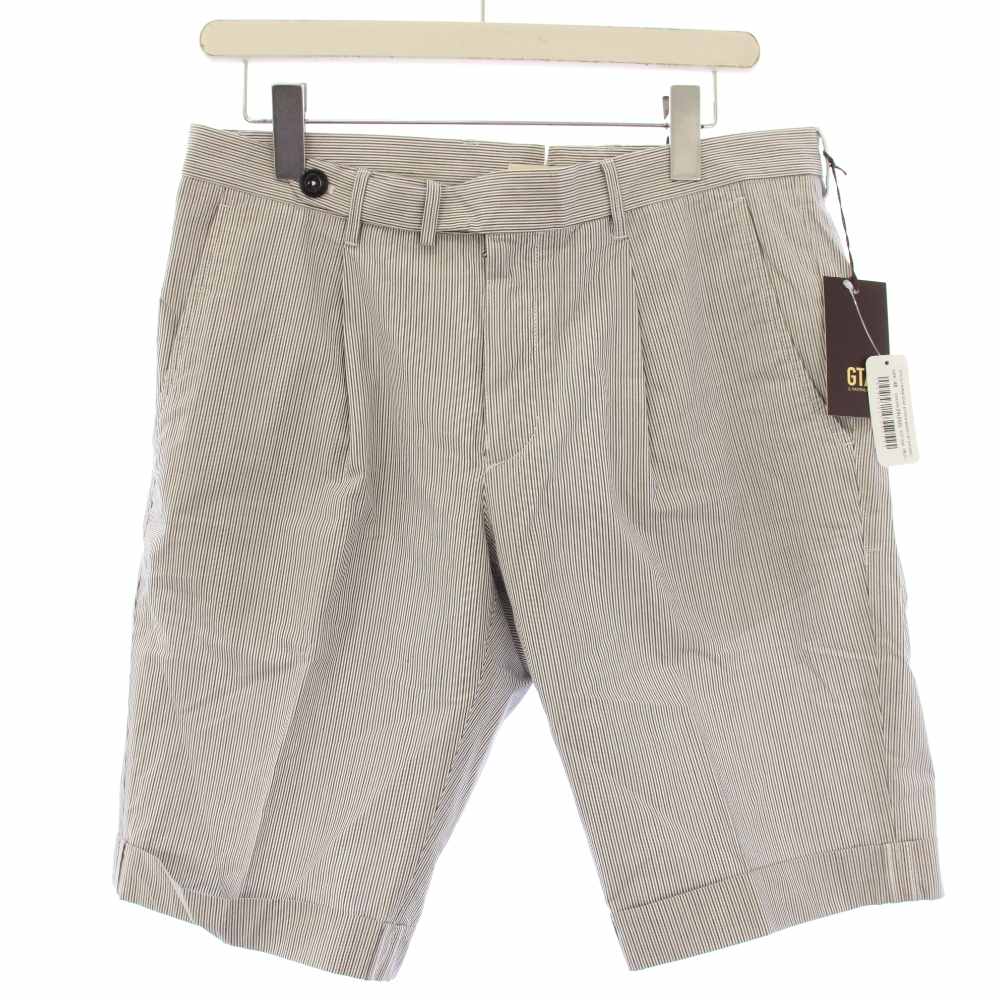 【中古】未使用品 ジーティーアー GTA イル パンタローネ IL PANTALONE BYRON SHORT ショートパンツ ハーフパンツ ストライプ柄 48 白 紺 ベージュ J35S04-ST /TK 【ベクトル 古着】 260305