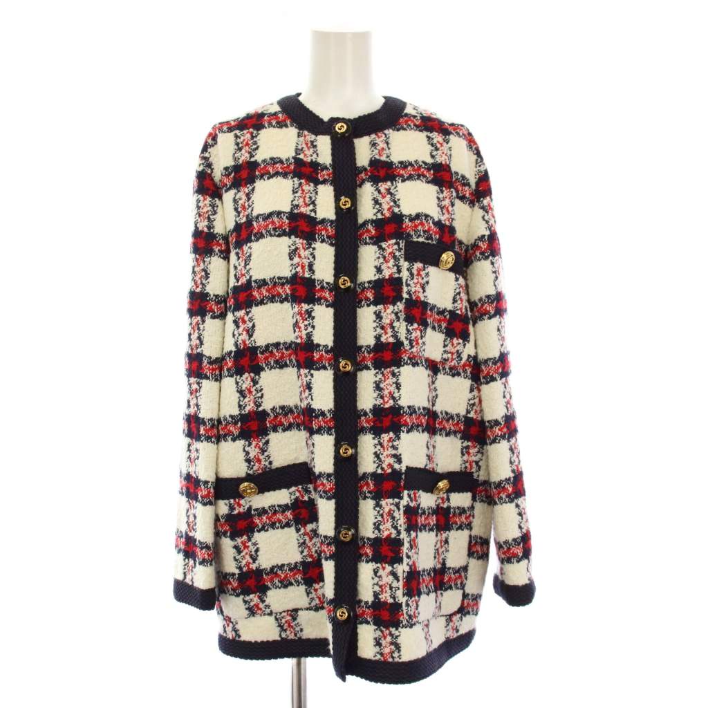【中古】未当てはめる品 グッチ GUCCI 否色合い厚地の外套 ツィード GG名取り草 真っただ中丈 読み合わせる 38 白 660820 /KH レディース 【ベクター 古着】 260311