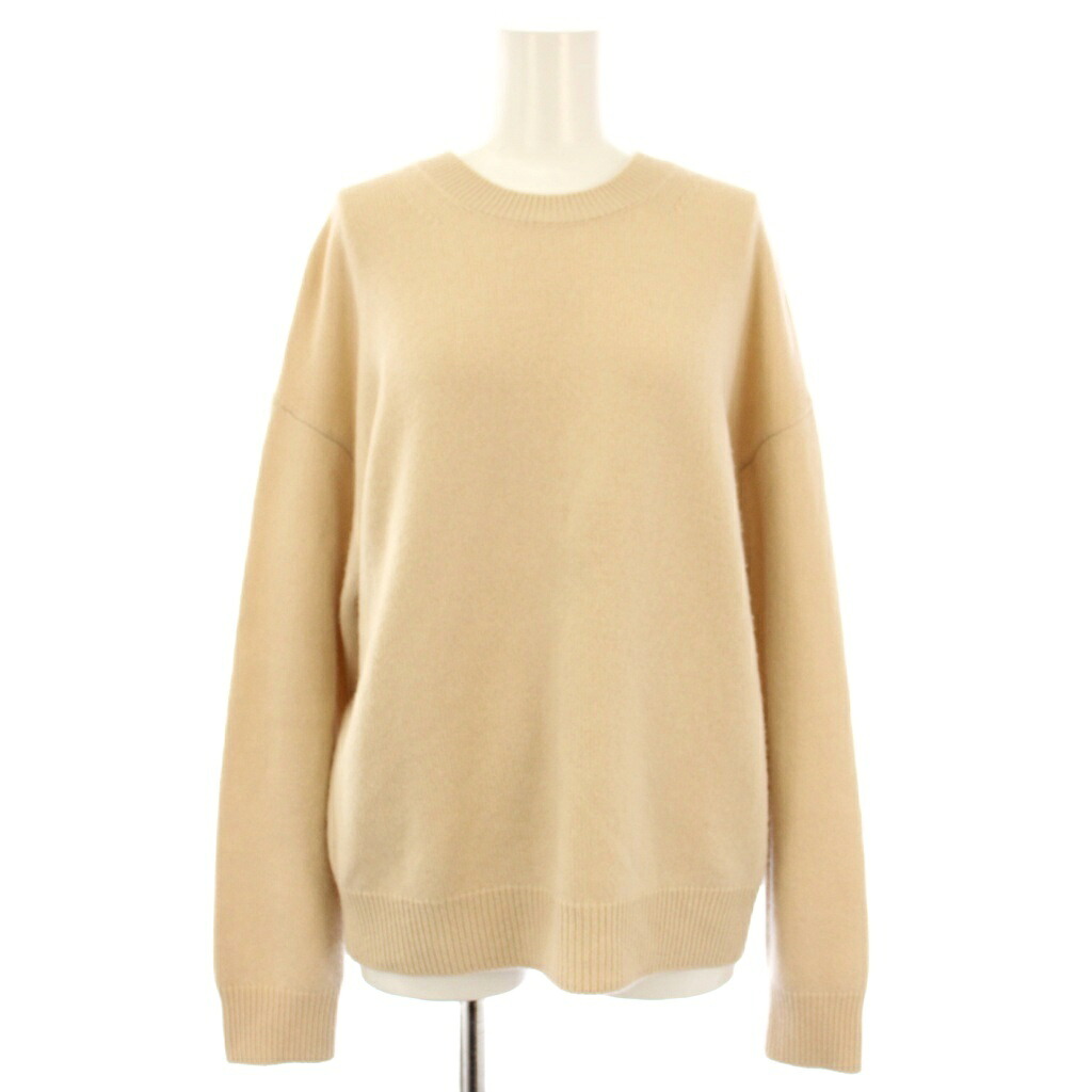 【中古】オーラリー AURALEE 21AW BABY CASHMERE KNIT P/O ニット セーター クルーネック 長袖 1 ベージュ A21AP05BC /TK レディース 【ベクトル 古着】 260309