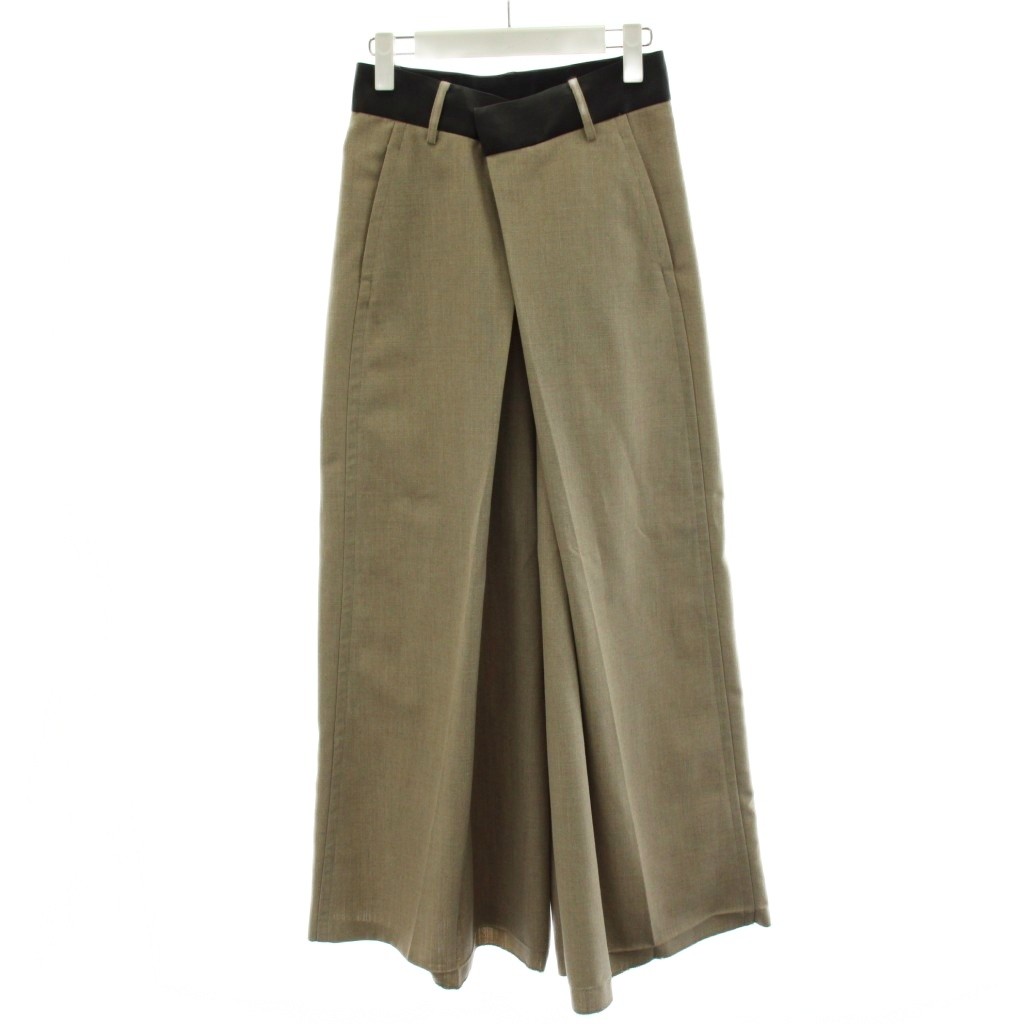 【中古】ステュディオス STUDIOUS 24SS Leather Belted Flare Trousers ワイドパンツ 1 ベージュ 124240066 /AN65 レディース 【ベクトル 古着】 260312