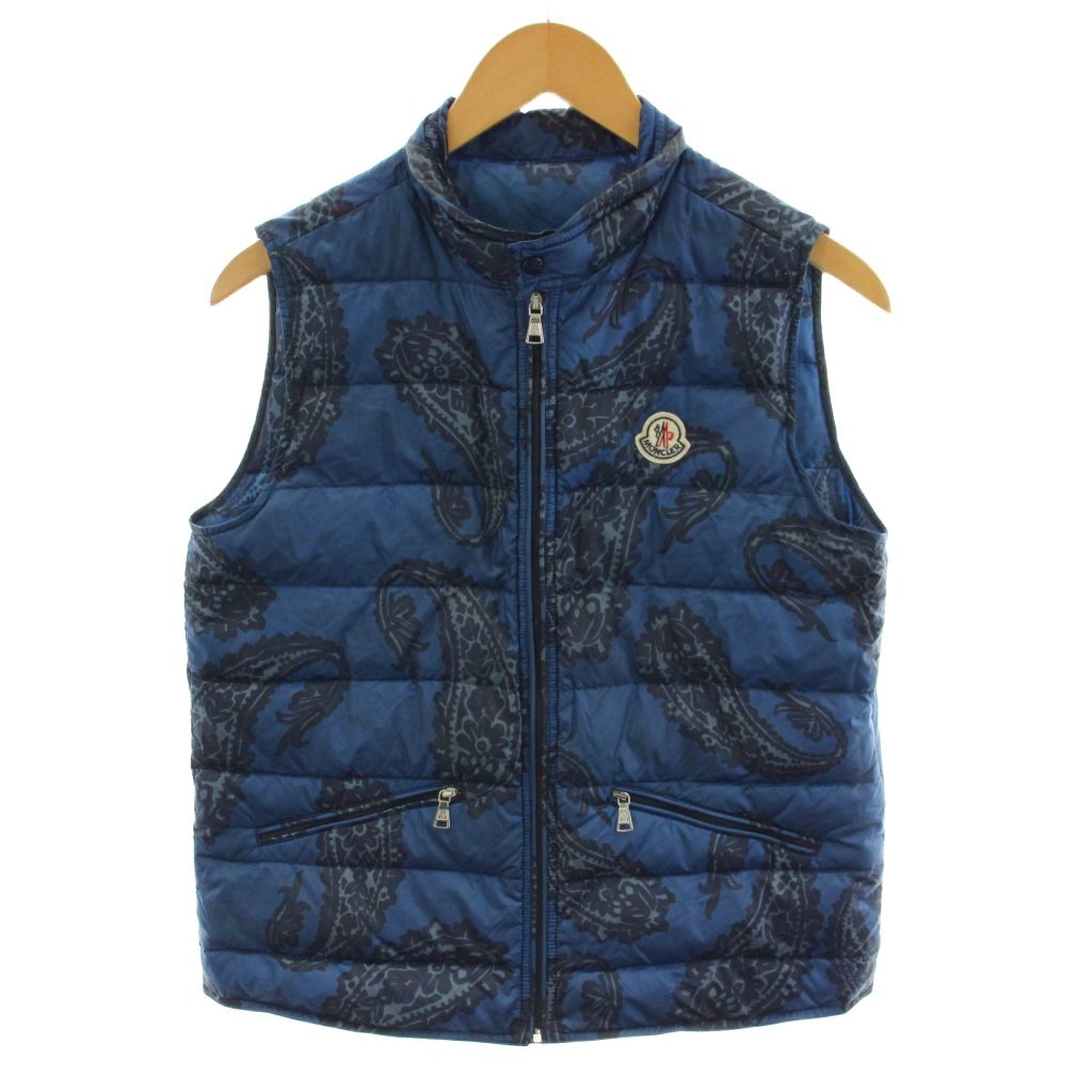 【中古】モンクレール MONCLER GUI IMPRIME GILET ダウンベスト ペイズリー柄 アウター ナイロン 14 164cm 青 ブルー B19544332405 53832 /AN27 キッズ 【ベクトル 古着】 260317｜ブランド古着ベクトルプレミアム店