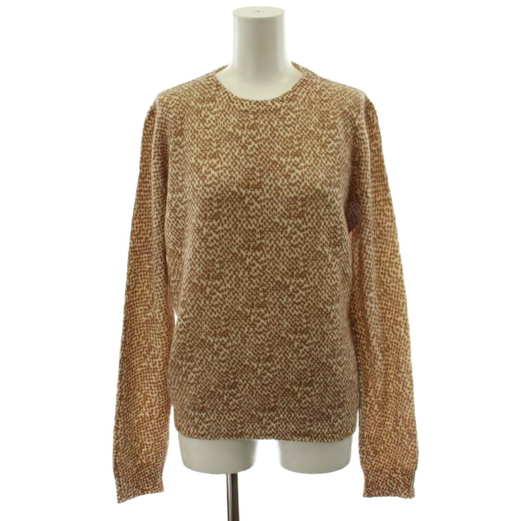 【中古】アニオナ AGNONA ニット セーター 長袖 総柄 カシミヤ 42 ベージュ 白 ホワイト /AN66 レディース 【ベクトル 古着】 260312