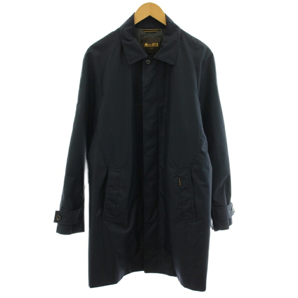 【中古】ムーレー MOORER ACQUA CASTEL NUOVO D/GARDA ステンカラーコート ロング丈 48 紺 ネイビー /AN86 メンズ 【ベクトル 古着】 260312