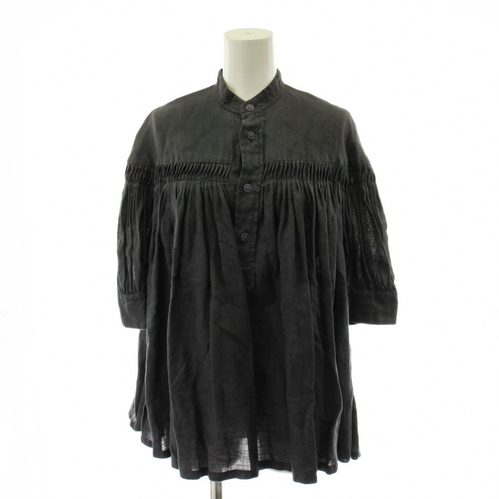 【中古】サイ SCYE シャツ ブラウス 5分袖 麻 リネン 38 黒 ブラック 1213-31725 /AN88 レディース 【ベクトル 古着】 260312