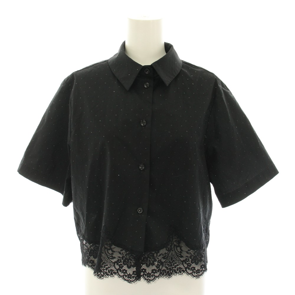【中古】エルマンノ シェルヴィーノ ERMANNO FIRENZE シャツ ブラウス 半袖 ドット柄 レース 花柄 IT40 黒 ブラック D44EK001RE30 /YT レディース 【ベクトル 古着】 260312