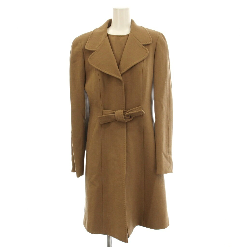 【中古】マックスマーラ MAX MARA PIANO FORTE コート セットアップ ロング ワンピース 42 茶 ブラウン 87005 /☆G レディース 【ベクトル 古着】 260317｜ブランド古着ベクトルプレミアム店