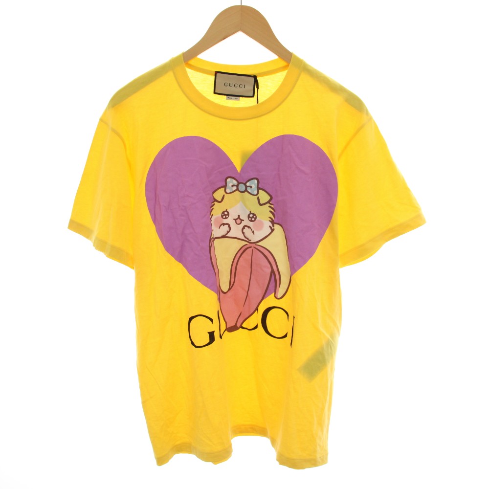 【中古】グッチ GUCCI ばなにゃ ティーシャツ カットソー 労働者の一団のど首 半袖 刷り上げる 下げ札付き添い人 大層らしい大いさ S 黄 黄色 サクラ色 615044 /YT レディース 【ベクター 古着】 260313