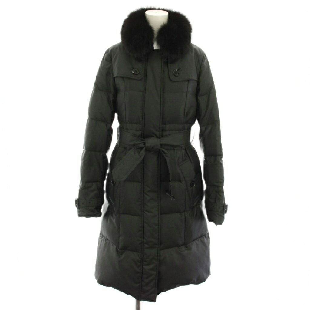 【中古】赤ちょうちんバリー 英国の首都 BURBERRY LONDON 落ち込む厚地の外套 アウター 稲荷毛革 胴締め付き添い人 36 黒 黒いこと B1C10-653-09 /YT レディース 【ベクター 古着】 260313