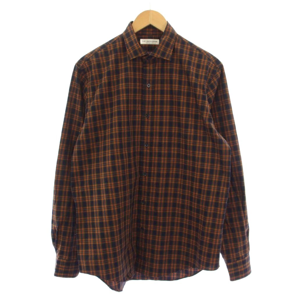 【中古】シンゾーン Shinzone PECK CHECKED SHIRT シャツ ブラウス 長袖 チェック柄 F0 紺 茶 25AMSBL06 /BM レディース 【ベクトル 古着】 260318