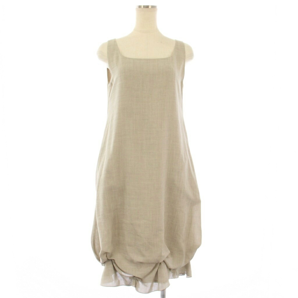 【中古】デイジーリンフォクシー DAISY LIN For FOXEY Washable Daisy TRAVEL PUFF ワンピース ノースリーブ ひざ丈 ギャザー 38 ベージュ 06022 /TK レディース 【ベクトル 古着】 260320