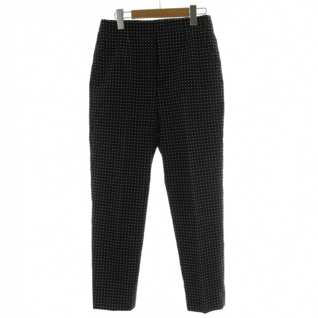 【中古】未使用品 ユナイテッドアローズ UNITED ARROWS テーパードパンツ 40 黒 ブラック 白 ホワイト ドット柄 クロップド丈 1514-202-5283 /GG レディース 【ベクトル 古着】 260319