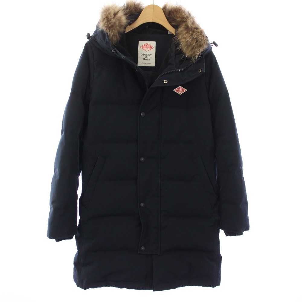 【中古】ダントン DANTON ダウンコート ジップアップ アウター ラクーンファー 36 ネイビー JD-8744LAS /TK レディース 【ベクトル 古着】 260320
