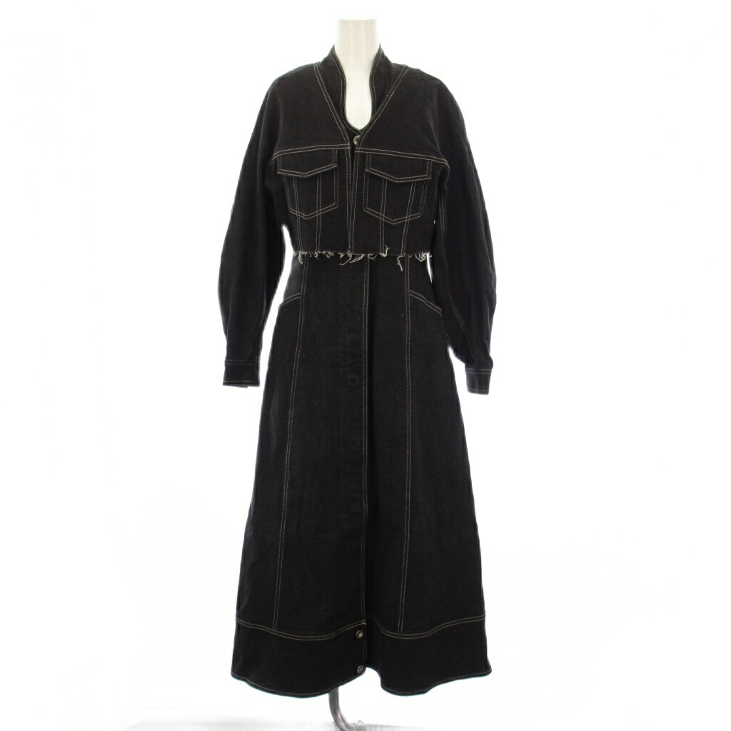 【中古】アメリヴィンテージ Ameri VINTAGE 22AW アンドレスド3ウェイデニムドレスセットアップ UND 3WAY DENIM DRESS SETUP セットアップ デニムジャケット ノーカラー デニムワンピース ロング ノースリーブ M 黒 02220520700 /YT レディース 【ベクトル 古着】 260406