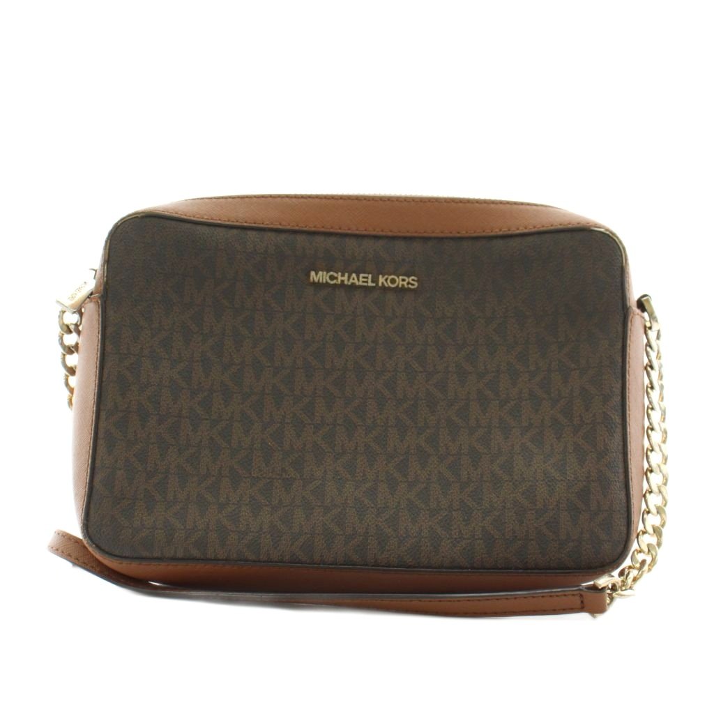 【中古】マイケルコース MICHAEL KORS ショルダーバッグ ロゴ チェーン 総柄 レザー PVC 茶 ブラウン /AN35 レディース 【ベクトル 古着】 260330