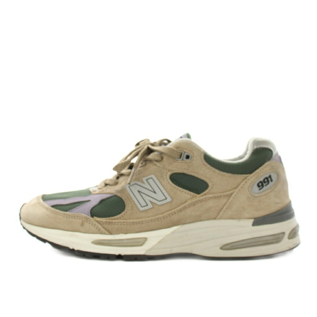【中古】ニュー平衡にする NEW BALANCE U991DL2 エクスクルーシヴ991V2メイドインユーケー EXCLUSIVE 991V2 Made インチ UK スニーカー シューズ スエードクロス USA9D ベージュ 緑 緑であること /YT メンズ 【ベクター 古着】 260402