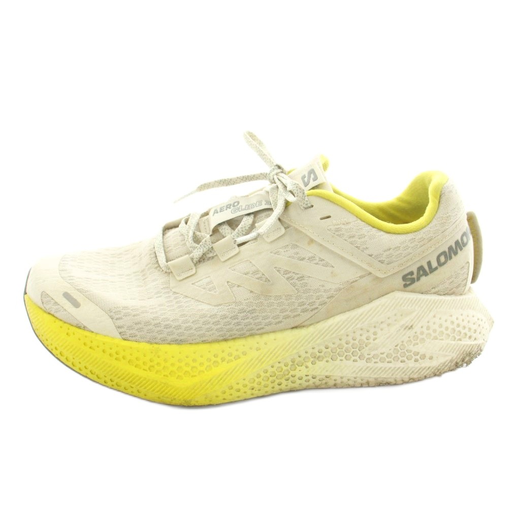 【中古】サロモン Salomon AERO GLID 3 スニーカー メッシュ US9 27cm 白 ホワイト 黄 イエロー 479759 /KU メンズ 【ベクトル 古着】 260326