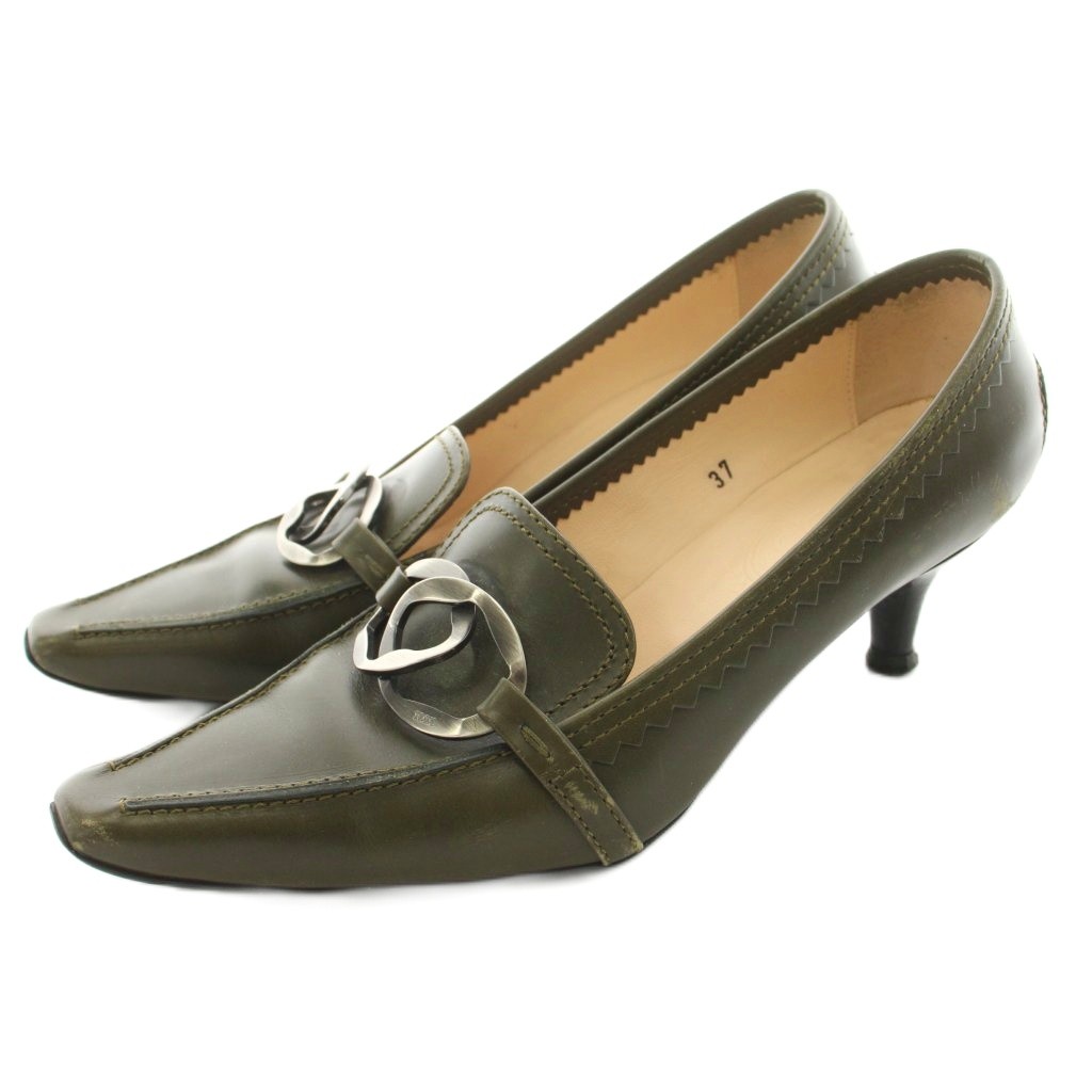 【中古】トッズ TOD'S パンプス スクエアトゥ レザー 37 カーキ /KU レディース 【ベクトル 古着】 260326