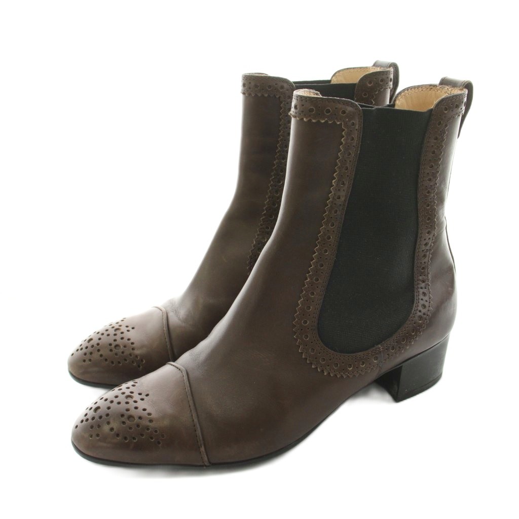 【中古】トッズ TOD'S サイドゴアブーツ ショートブーツ レザー チャンキーヒール 37 茶 ブラウン /KU レディース 【ベクトル 古着】 260326