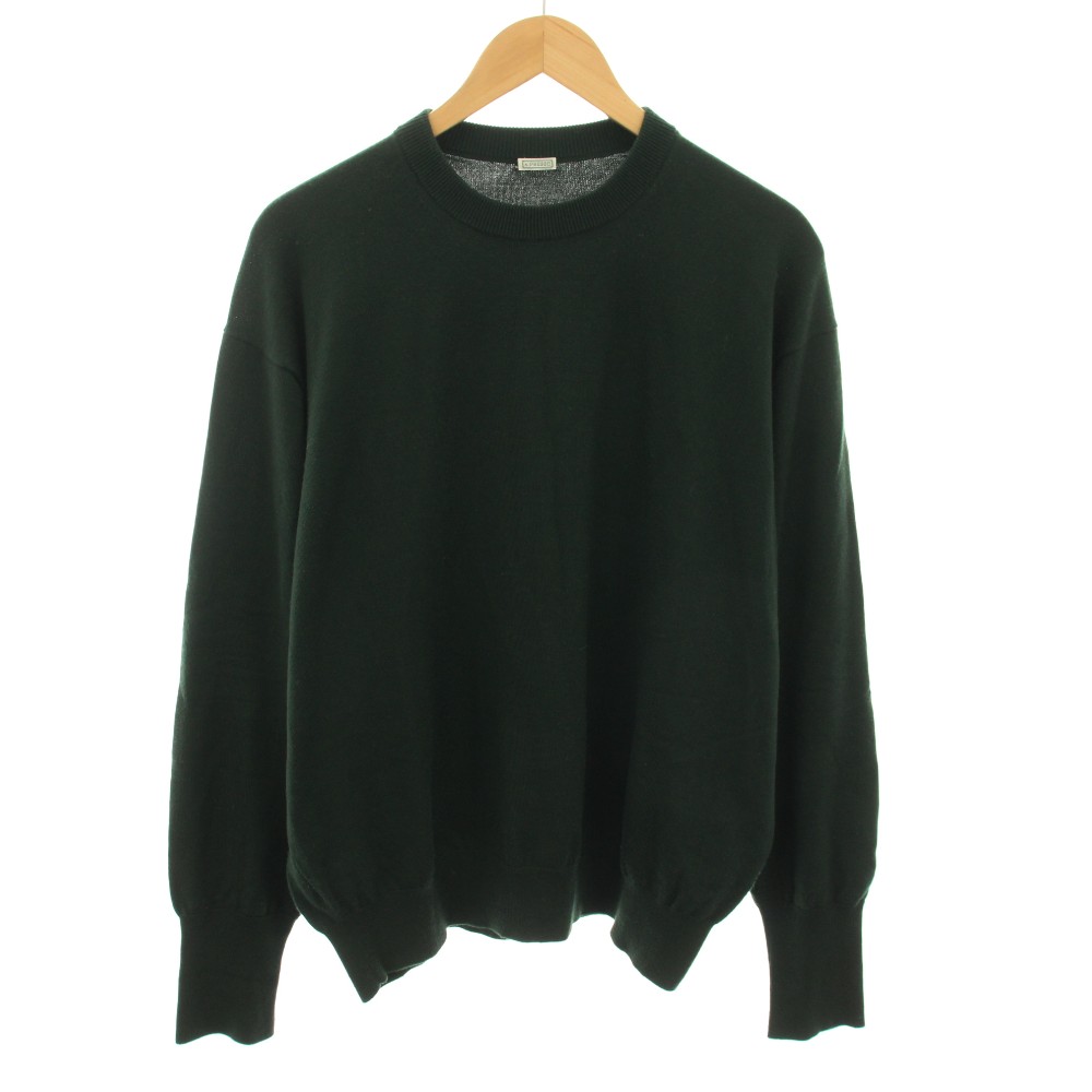 【中古】ア プレッセ A.PRESSE ロングスリーブニットTシャツ L/S Knit T-Shirt セーター クルーネック 長袖 無地 3 緑 グリーン 21AAP-03-06H /YT メンズ 【ベクトル 古着】 260324