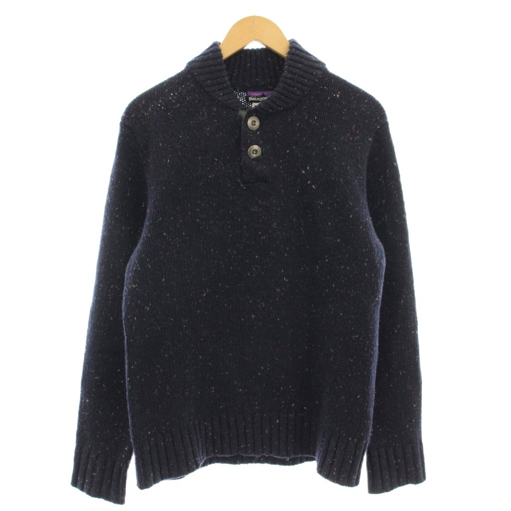 【中古】パタゴニア Patagonia ハーフボタン ニット セーター エルボーパッチ 長袖 S ネイビー 紺 50945FA13 /☆G メンズ 【ベクトル 古着】 260325