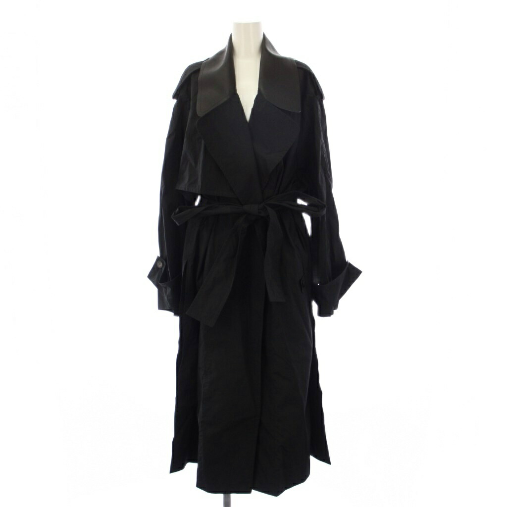 【中古】サルヴァトーレフェラガモ Salvatore Ferragamo トレンチコート ロング ナイロン 40 黒 13C417 764344 /KH レディース 【ベクター 古着】 260405 レディースファッション-コート・ジャケット