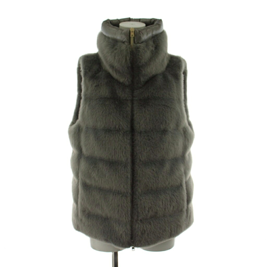 【中古】ヘルノ HERNO ショートヘアファー ダウンベスト アウター 38 グレー PI002122D-12630-9406 /AN78 レディース 【ベクトル 古着】 260326｜ブランド古着ベクトルプレミアム店