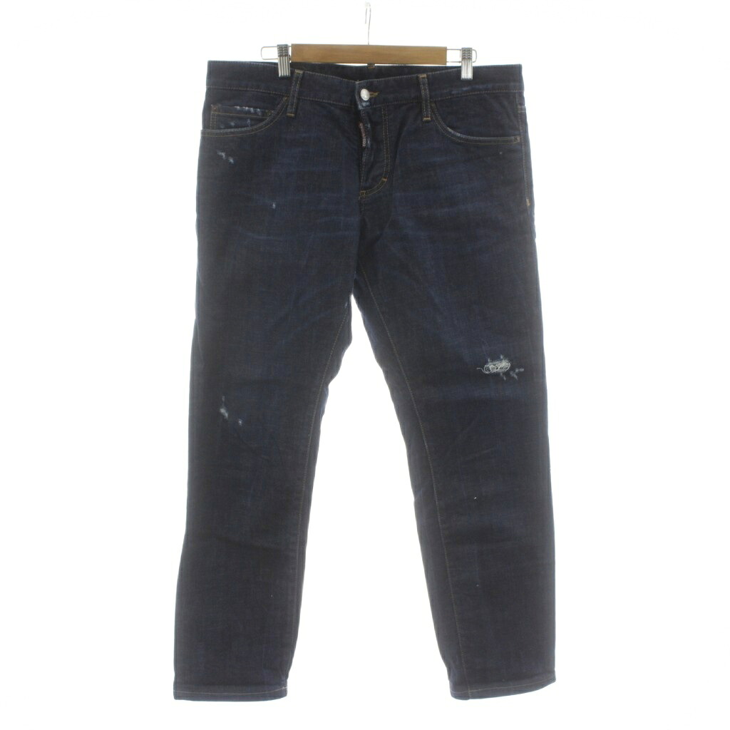 【中古】ディースクエアード DSQUARED2 デニムパンツ ジーンズ 52 紺 ネイビー ダメージ加工 ボタンフライ S71LB0337 /RR メンズ 【ベクトル 古着】 260330