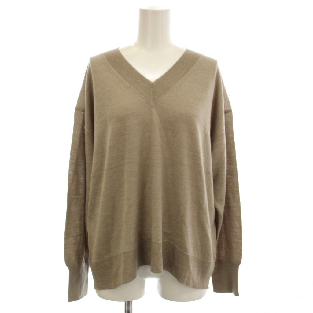 【中古】未使用品 アンフィーロ UNFILO 25SS ハイゲージウール Vネック ニット 長袖 M ベージュ RUMGS0755 /☆G レディース 【ベクトル 古着】 260325