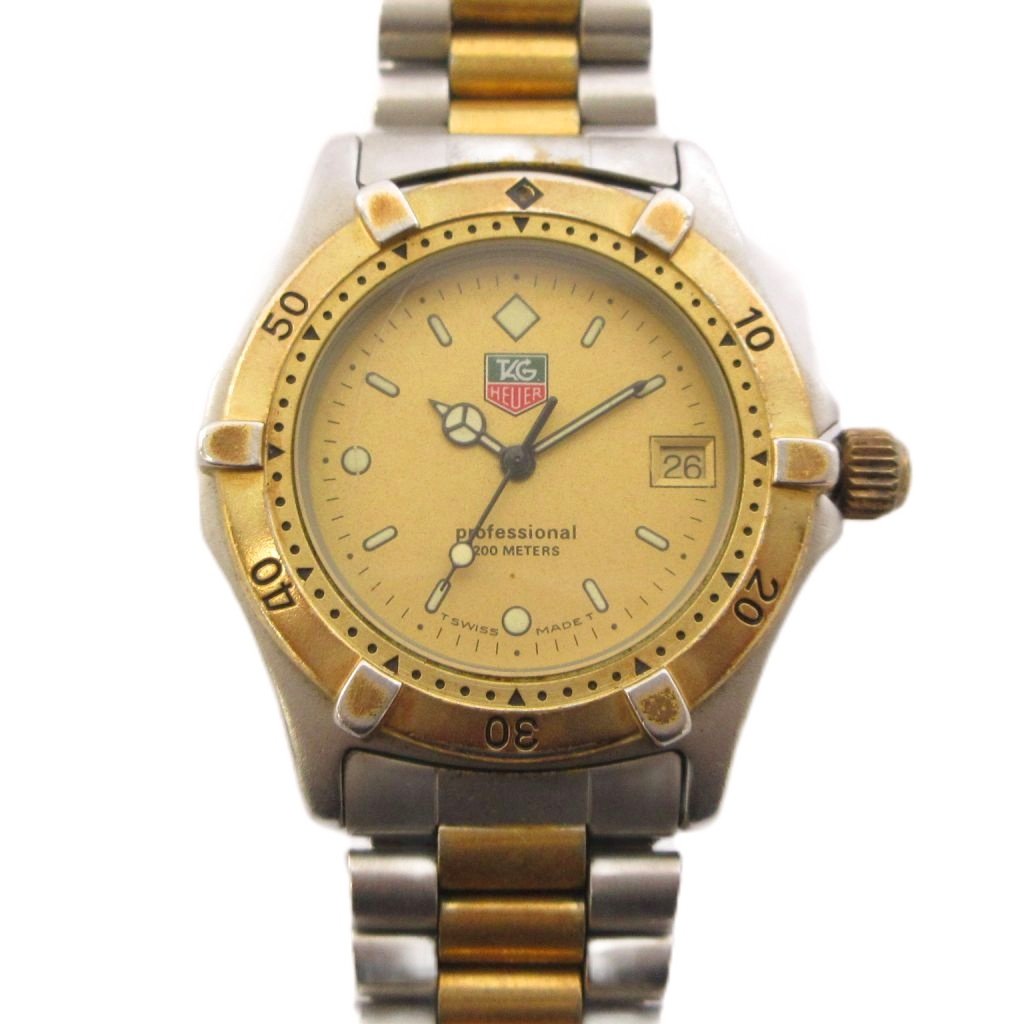 【中古】タグホイヤー TAG HEUER 専門的 200M 石英 ウオッチ 3針 ゴールド しろがね色 964.013 /TK メンズ 【ベクター 古着】 260528