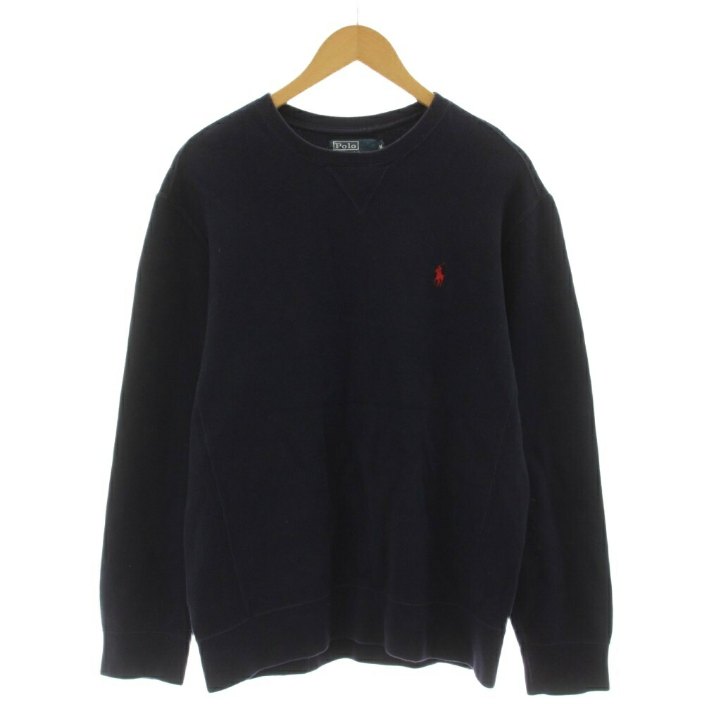 【中古】ポロ バイ ラルフローレン Polo by Ralph Lauren 調教師 汗水 長袖 労働者の一団のど首 ロゴタイプ刺しゅう M 紺 米国海軍 MNBLKNIM1E00030 /KU メンズ 【ベクター 古着】 260327