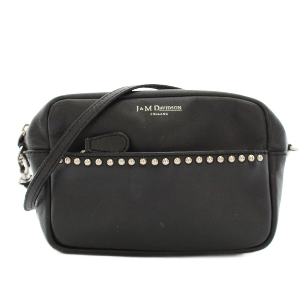 【中古】ジェイ&エムデヴィッドソン J&M Davidson リップスティックポシェットウィズスタッズ LIPSTICK POCHETTE WITH STUDS ショルダーバッグ レザー 黒 ブラック /YT レディース 【ベクトル 古着】 260331