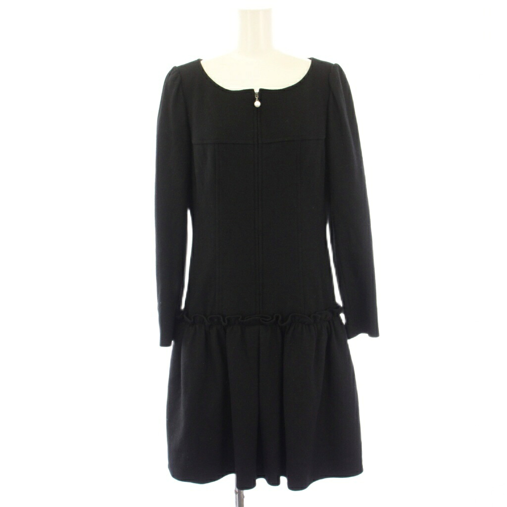 【中古】ルネ Rene ワンピース ひざ丈 ウール アンゴラ混 長袖 38 黒 ブラック 6346350 /HN レディース 【ベクトル 古着】 260401