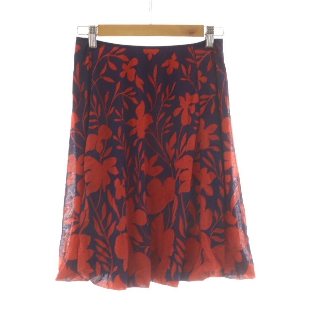 【中古】ヴィヴィアンタム VIVIENNE TAM バルーンスカート ひざ丈 フレア 0 オレンジ 紺 ネイビー 花柄 015-120120 /RR レディース 【ベクトル 古着】 260401