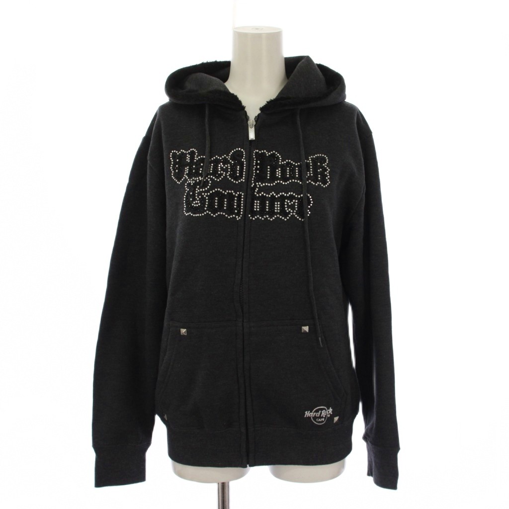 【中古】ハードロックカフェ Hard Rock Cafe パーカー ジャケット ジップアップ ラインストーン M グレー /BM ■MA レディース 【ベクトル 古着】 260331 7,722円
