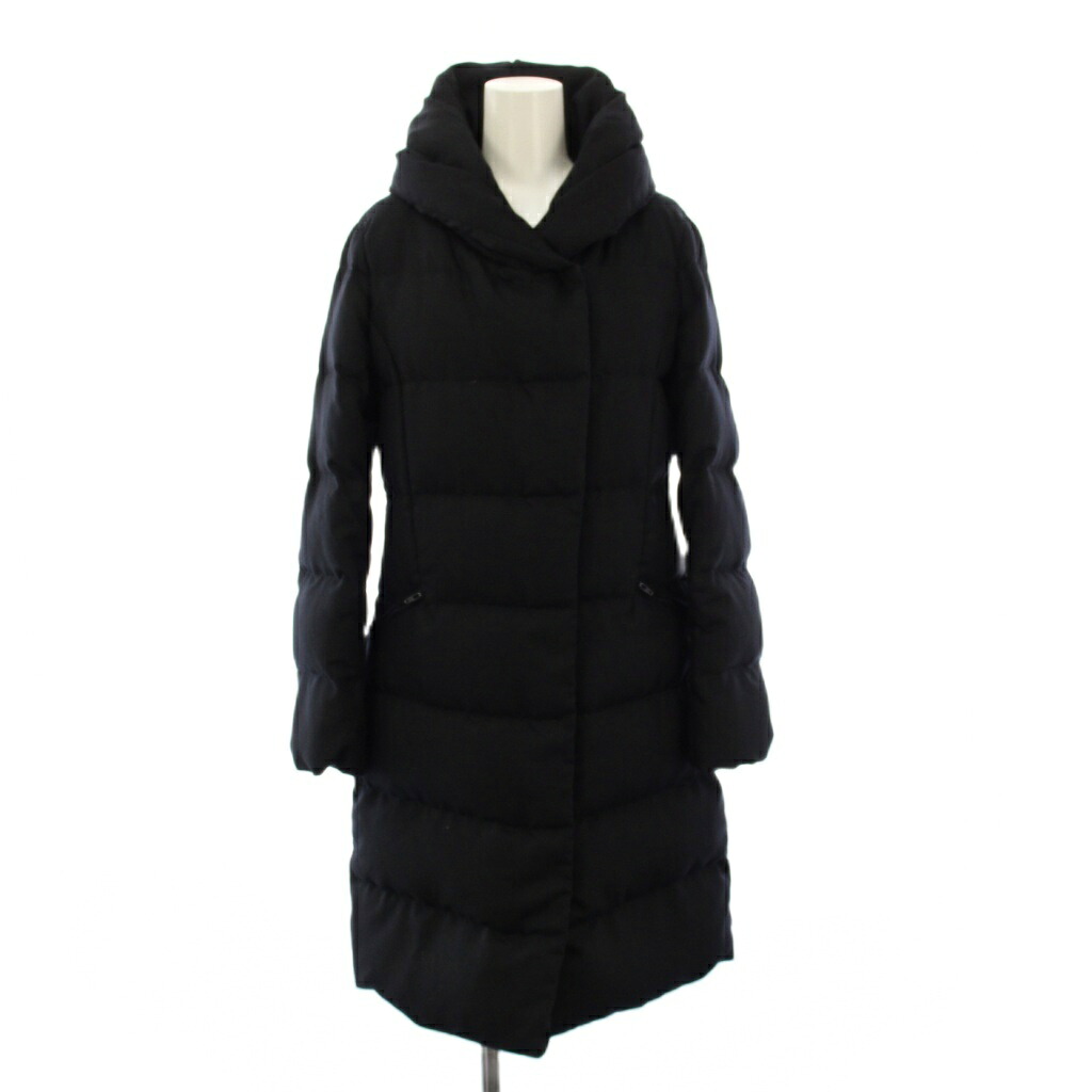 【中古】プラステ PLST ダウンコート フーディ ロング M 紺 12-7409014 /KH レディース 【ベクトル 古着】 260405