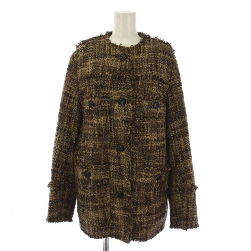 【中古】クラネ CLANE 22AW ノーカラー ツイード ジャケット 1 ベージュ 13103-0392 /BM レディース 【ベクトル 古着】 260402
