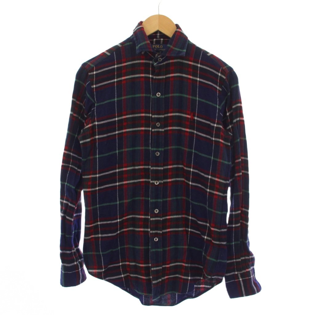 【中古】ポロ ラルフローレン POLO RALPH LAUREN CUSTOM FIT プルオーバー 長袖 読み合わせる柄 ロゴタイプ刺しゅう XS 米国海軍 赤 /BM メンズ 【ベクター 古着】 260407