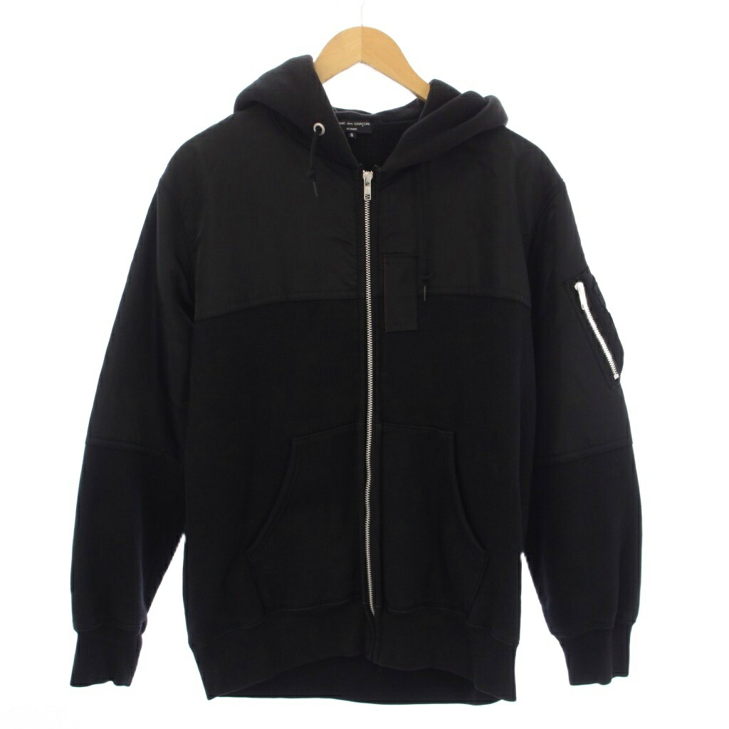 【中古】コムデギャルソンオム COMME des GARCONS HOMME AD2021 21AW MA-1 ドッキングパーカー ジャケット ジップアップ S 黒 HH-T006 /BM メンズ 【ベクトル 古着】 260407