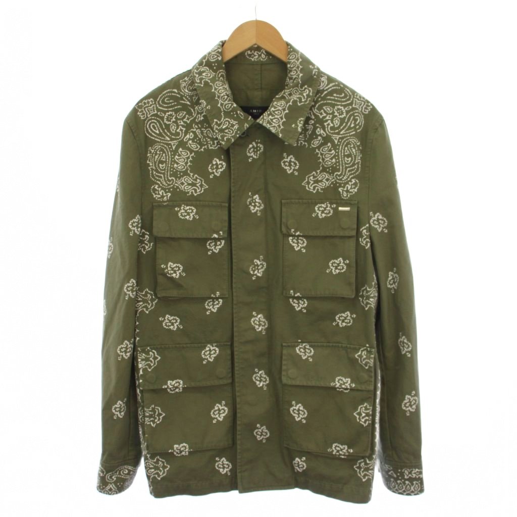 【中古】アミリ AMIRI BLEACHED BANDANA M-65 シャツジャケット 長袖 総柄 48 オリーブグリーン SR3BN0005SMRRCS0 /BM メンズ 【ベクトル 古着】 260407｜ブランド古着ベクトルプレミアム店