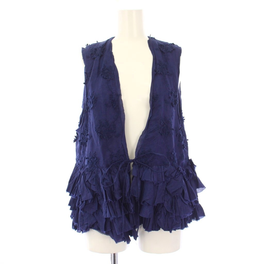 【中古】クリンクル クリンクル クリンクル CRINKLE CRINKLE CRINKLE frill rayon shantung vest ベスト ジレ フリル F 青 ブルー CC-3555 /TK レディース 【ベクトル 古着】 260409